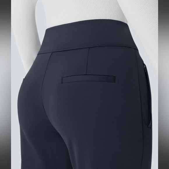 Halara Flex DayStretch Mid Rise Side Zipper Pocket Work Flare Pants Midnight Blu - Picture 3 of 8